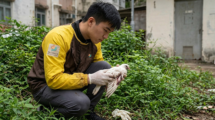 星街草叢執到受傷白鴿