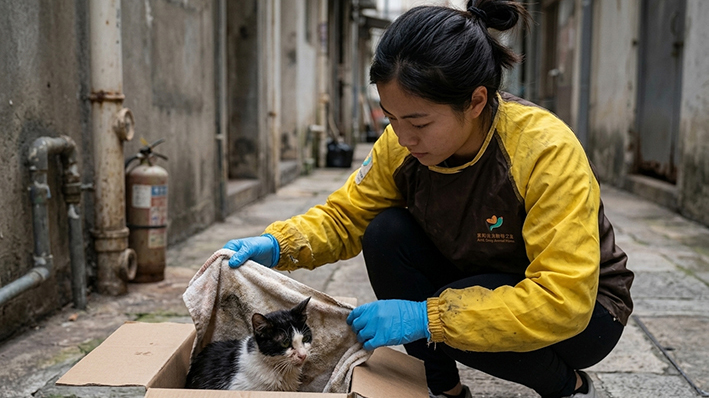 大王東街後巷救起口炎流浪貓