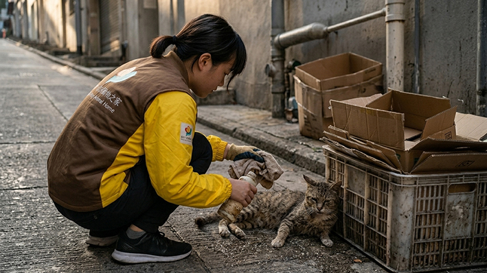 船街斜路發現中暑倒地貓