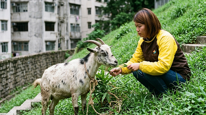 活道山坡救回走失山羊